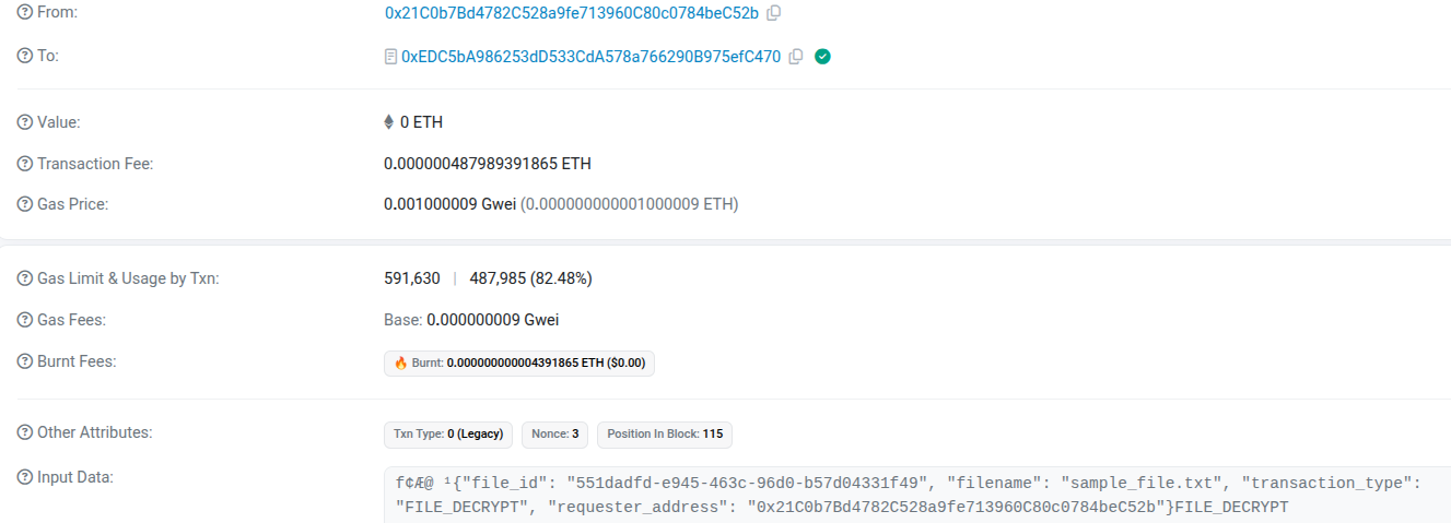 File decryption blockchain transaction